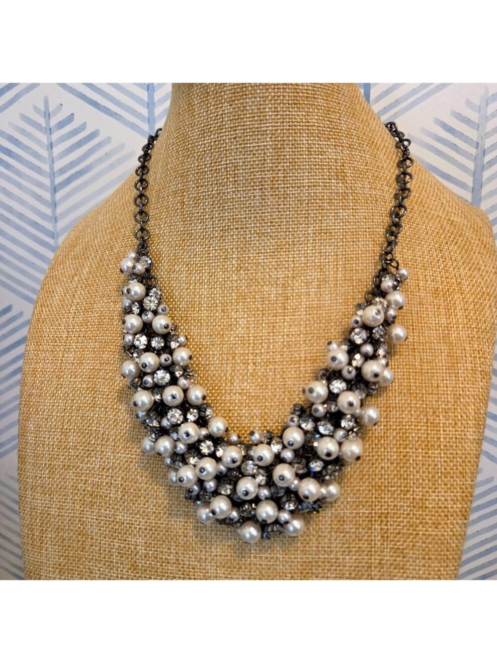 Premier Designs 20" Enamored Faux Pearl Rhinestone Beaded Cha-Cha Necklace